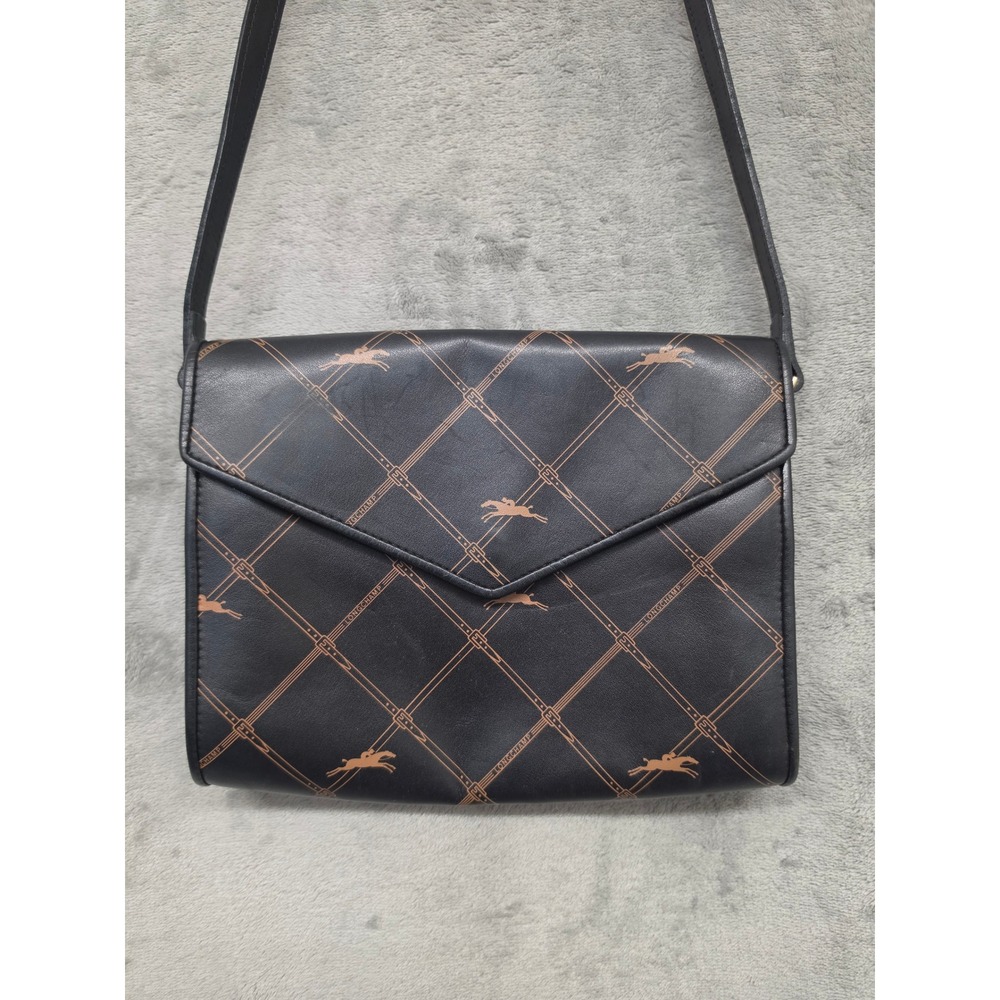 Longchamp Paris Vintage Equestrian Logo Print Crossbody Envelope Bag